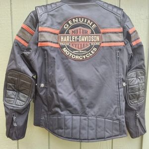 A Genuine Harley Davidson Simulated Leather Riding Jacket.